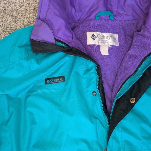 VTG Columbia Sportswear Skidaddle Mens Size Large Turquoise & Purple Jacket Y2K - Picture 3 of 15
